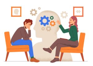 illustration of a counselor and client in a therapy session