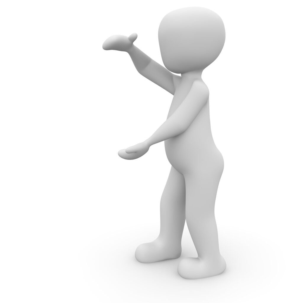 3D counselor figure gesturing with open hands representing licensed professional counselor malpractice insurance and professional liability protection